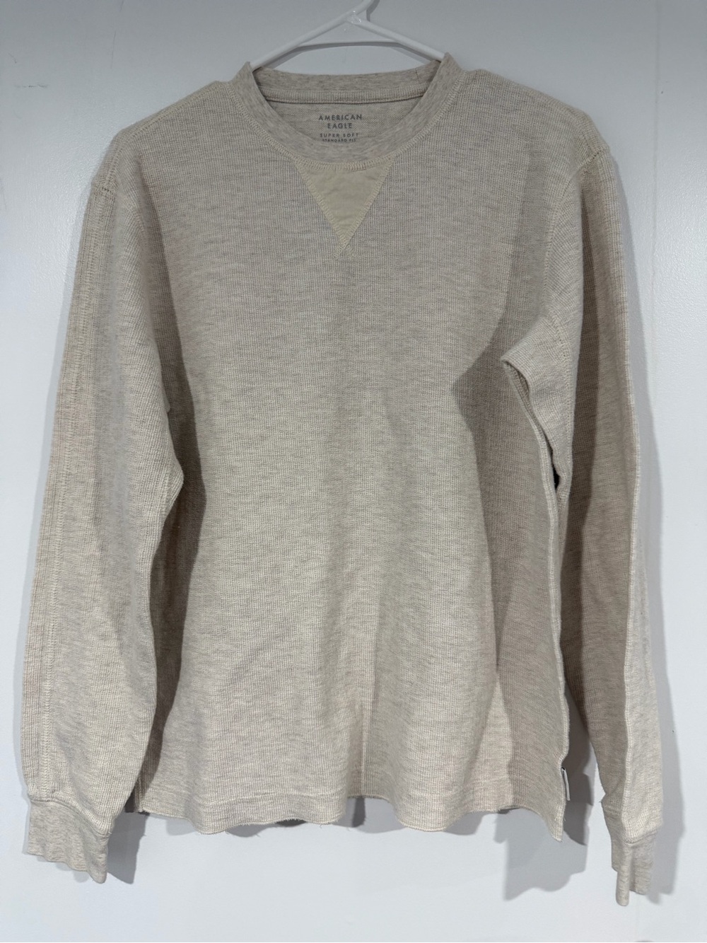American Eagle Outfitters Beige/Cream Crewneck Thermal Sweater